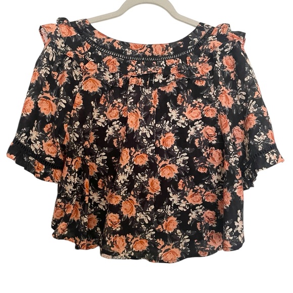 Free Peoplele Floral Ruffle Cropped Blouse - Picture 8 of 11